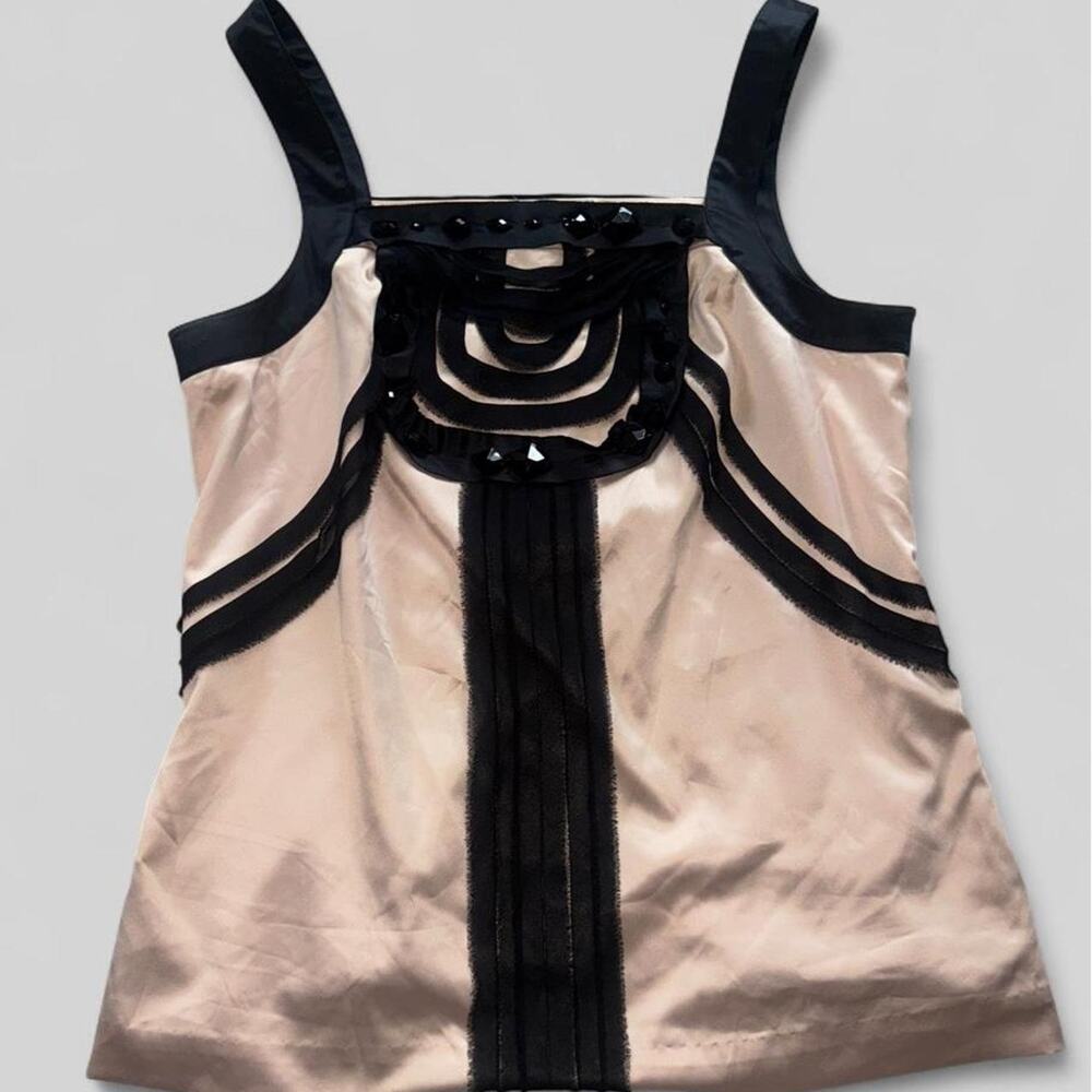 Black and pink beaded silk top